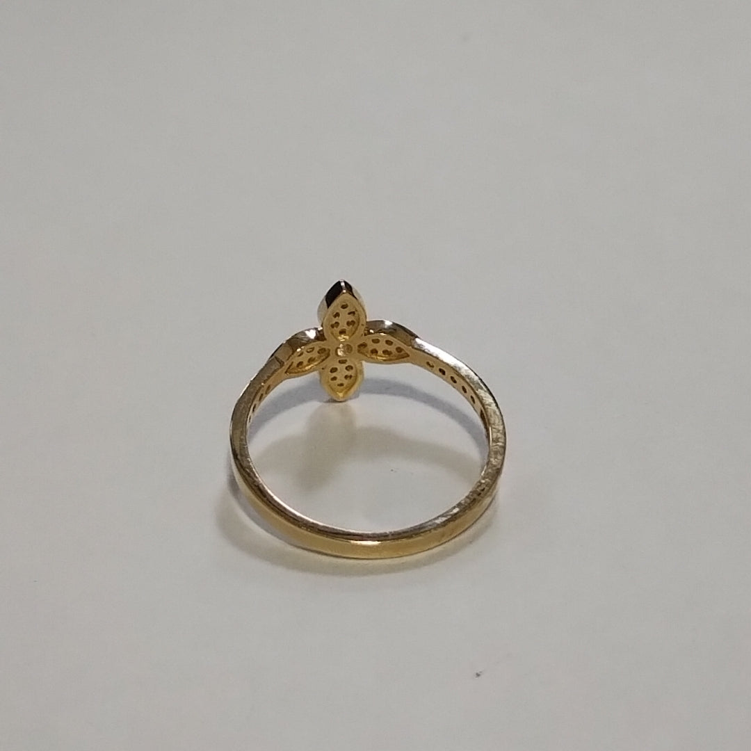 ANILLO ANILLITO FLOR C CIRCONIAS 14K 8 TALLA 2.1 GR (NUEVO)