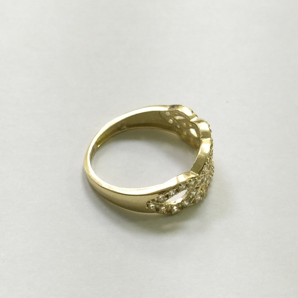 ANILLOS TRENZADO CON CIRCONIAS 14K TALLA 7 2.4 GR (NUEVO)