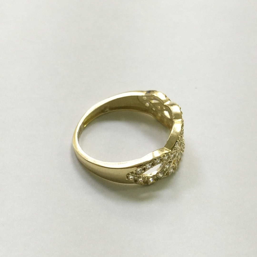 ANILLOS TRENZADO CON CIRCONIAS 14K TALLA 7 2.4 GR (NUEVO)