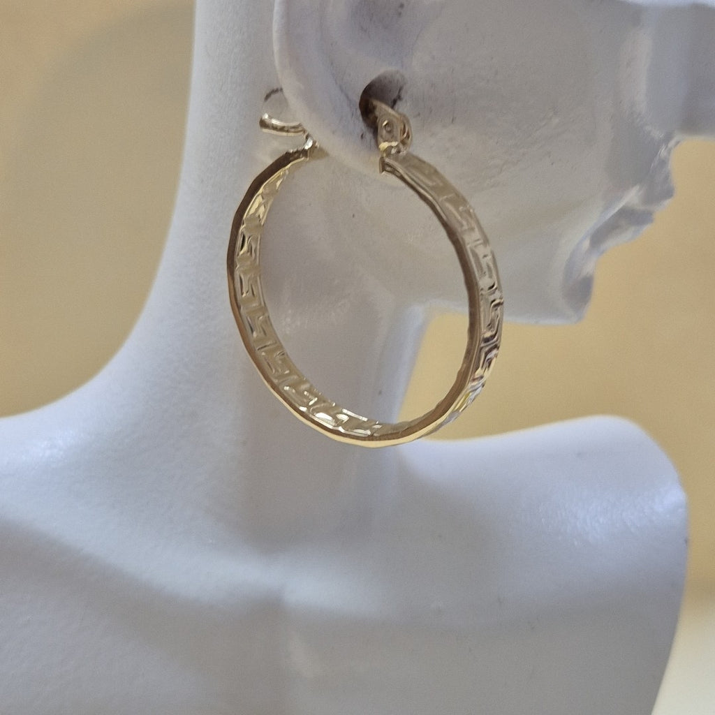 ARETES TEJIDO ARRACADA CON GRECAS 14K 2.7 GR (NUEVO)