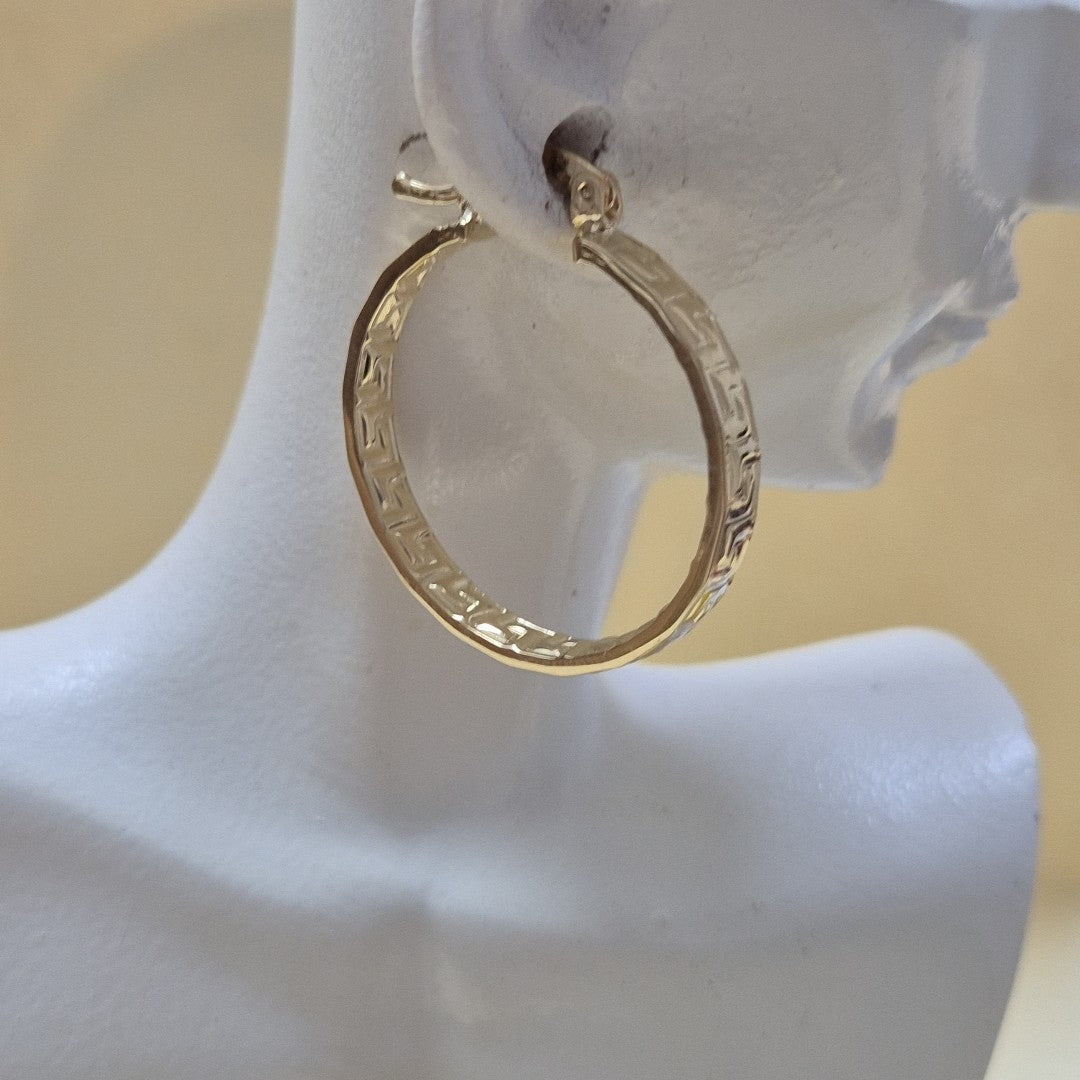 ARETES TEJIDO ARRACADA CON GRECAS 14K 2.7 GR (NUEVO)