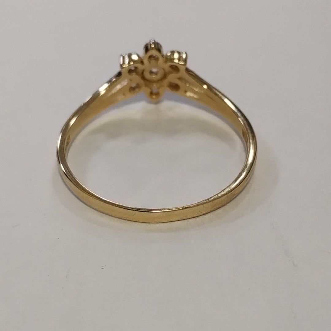 ANILLO ANILLITO FLOR C CIRCONIAS 14K 7 TALLA 1.4 GR (NUEVO)