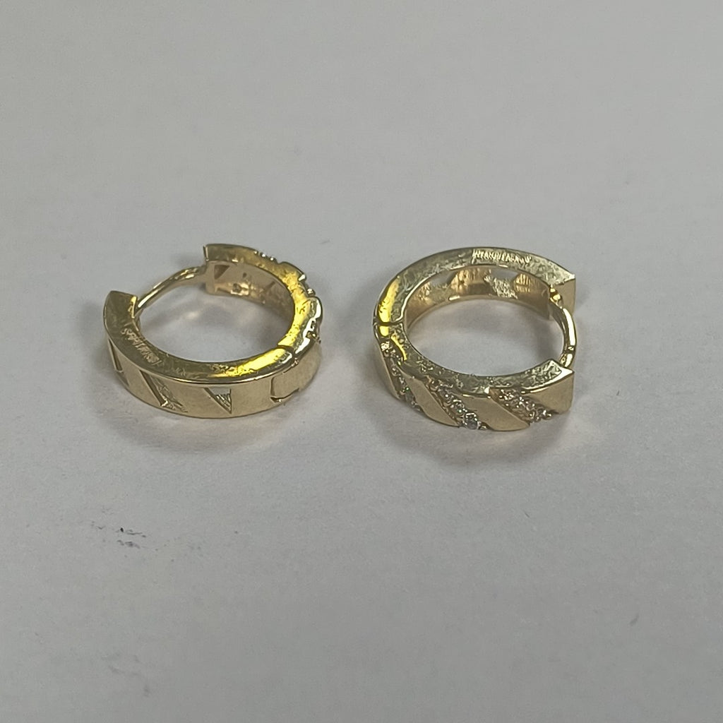 ARETES HUGGIES CON CIRCONIAS 14K 2.3 GR (NUEVO)