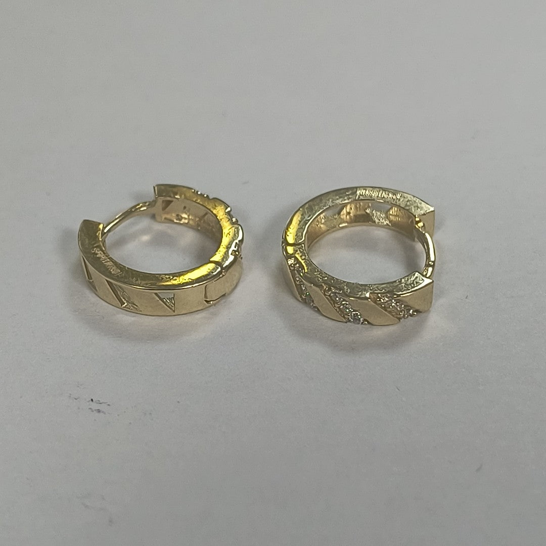 ARETES HUGGIES CON CIRCONIAS 14K 2.3 GR (NUEVO)