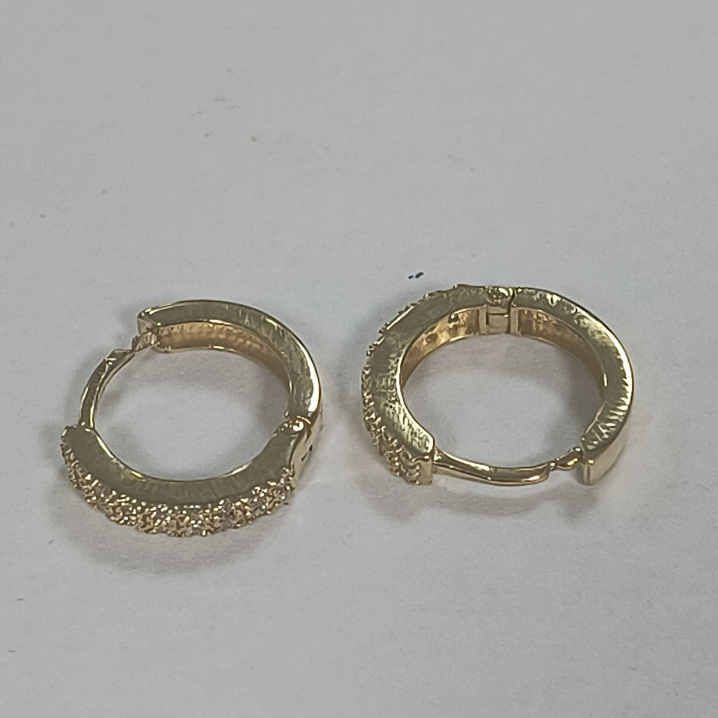 ARETES HUGGIES C CIRCONIAS 14K 1.7 GR (NUEVO)