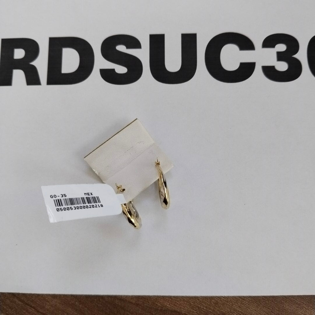 ARETES TEJIDO ARRACADA TRENZADA COMBINADA 14K 1.8 GR (NUEVO)