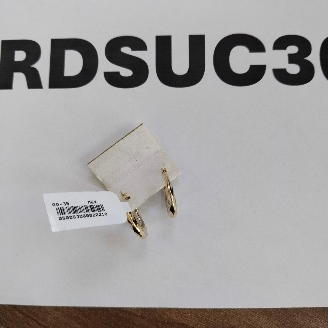 ARETES TEJIDO ARRACADA TRENZADA COMBINADA 14K 1.8 GR (NUEVO)