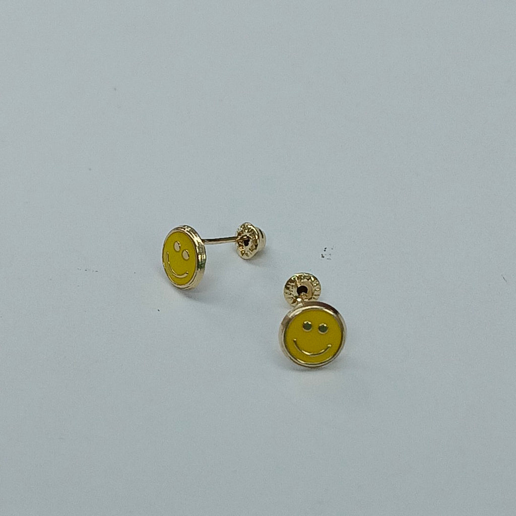 BROQUELES BROQUEL FIG SONRISA ESMALTE AMARILLO 14K 0.2074 GR (NUEVO)