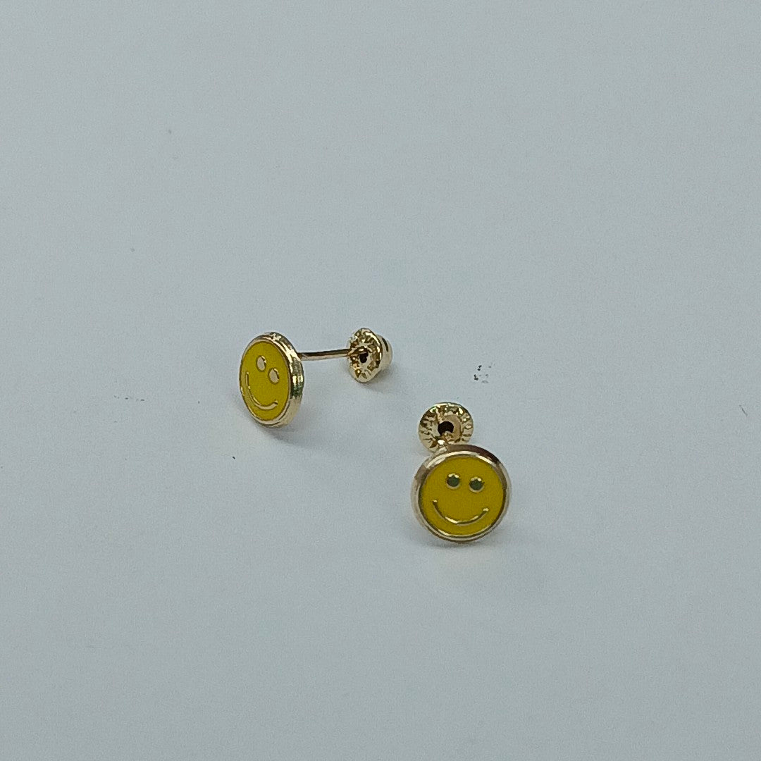 BROQUELES BROQUEL FIG SONRISA ESMALTE AMARILLO 14K 0.2074 GR (NUEVO)