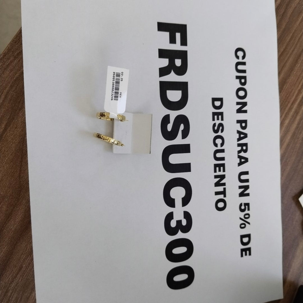 ARETES TEJIDO ARRACADAS TIPO GRECAS 14K 2.1 GR (NUEVO)