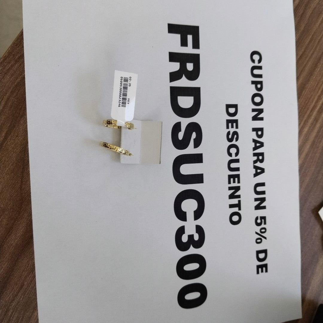 ARETES TEJIDO ARRACADAS TIPO GRECAS 14K 2.1 GR (NUEVO)