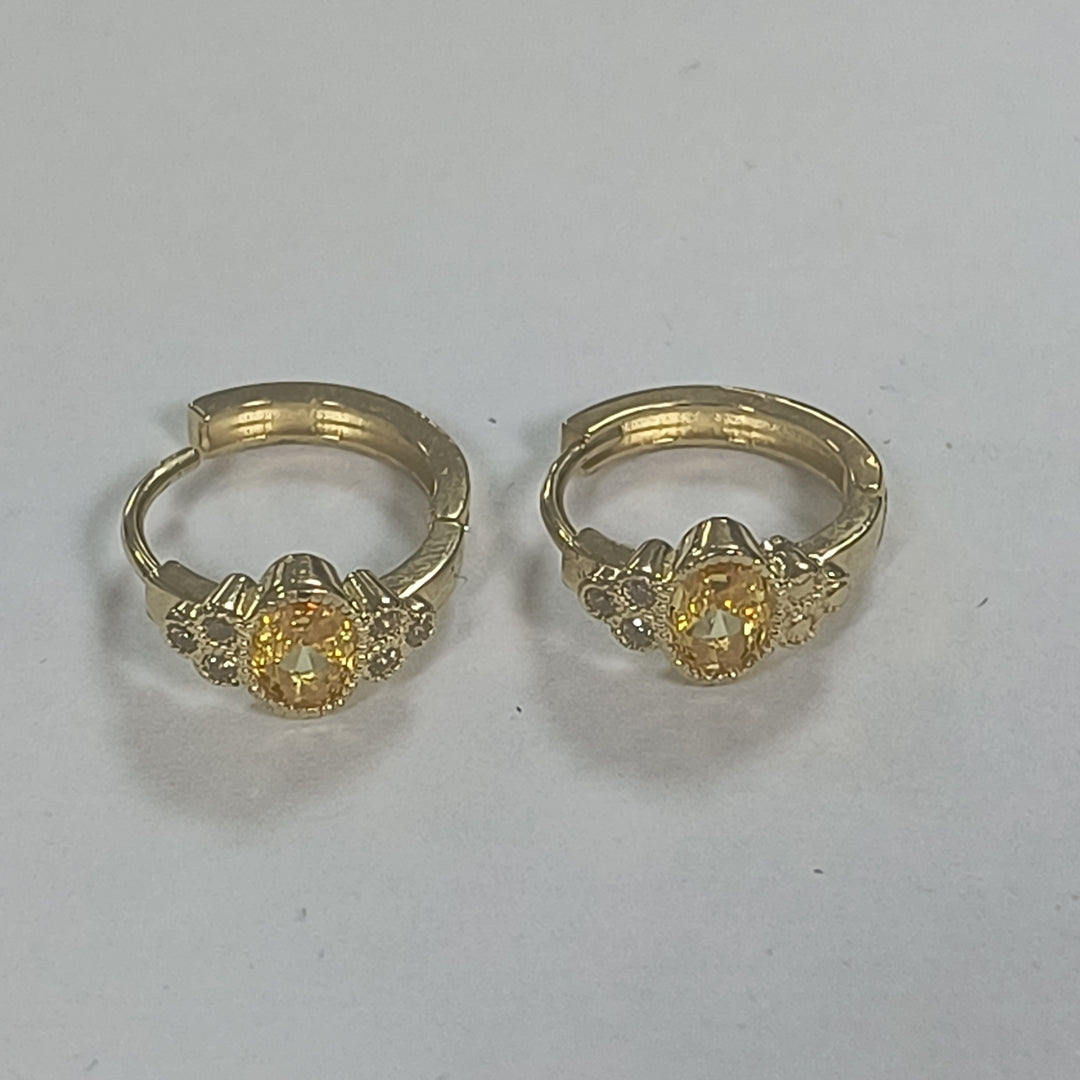 ARETES ARRACADAS CON CIRCONIAS Y PDRAS COL 14K 3.3 GR (NUEVO)