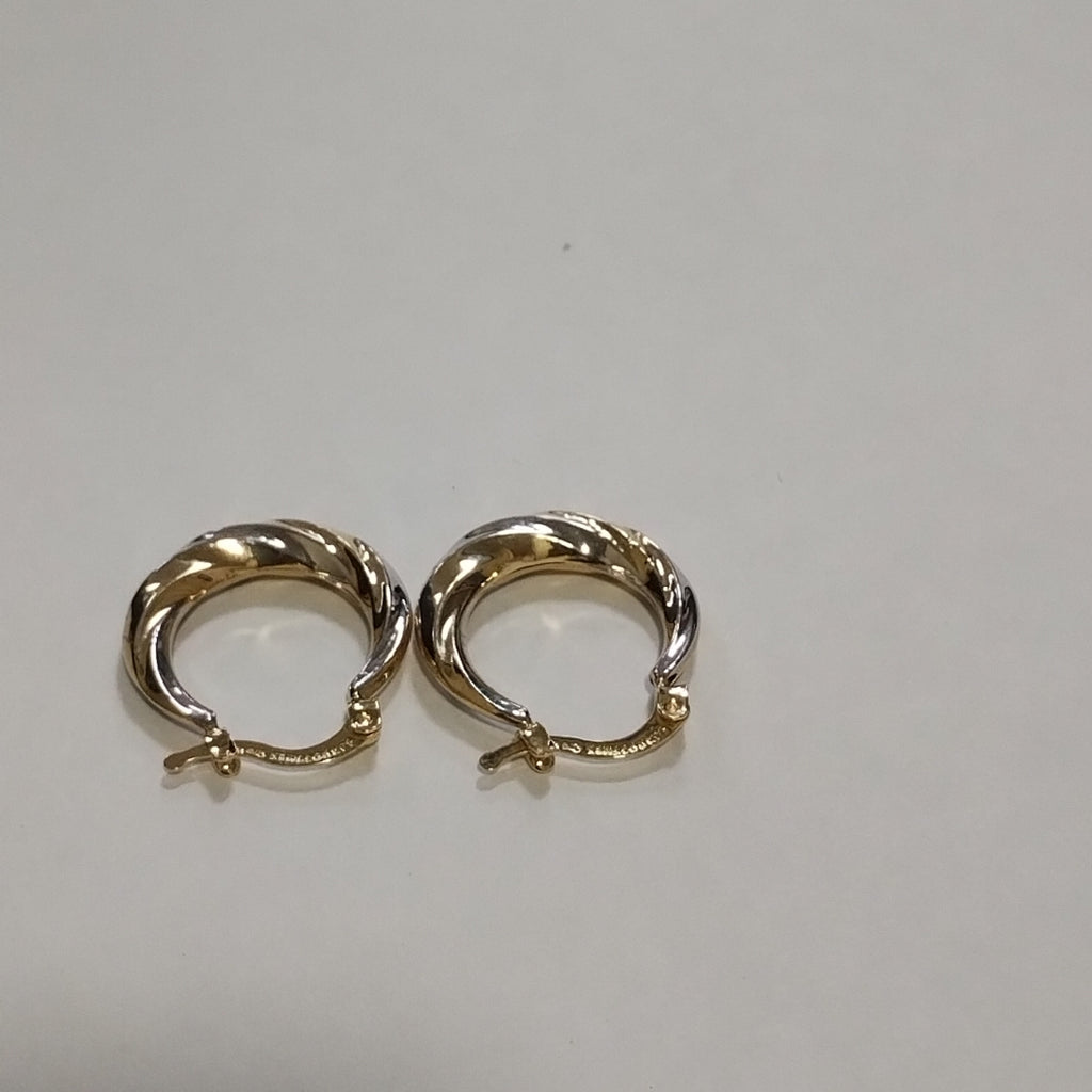 ARETES TEJIDO ARRACADA TRENZADA COMBINADA 14K 1.8 GR (NUEVO)