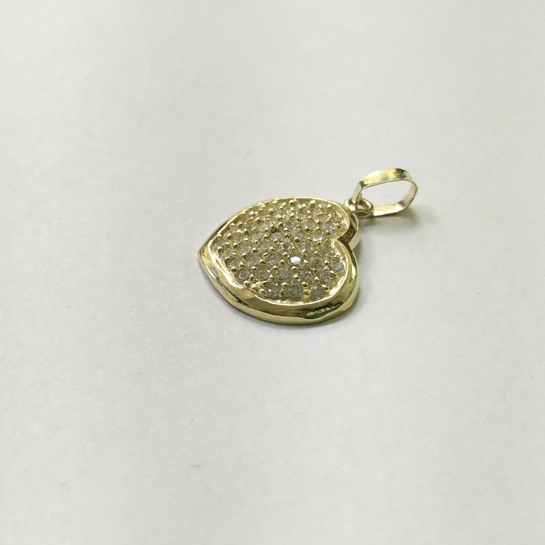 DIJE TEJIDO CORAZON CON CIRCONIAS 14K 1.8 GR (NUEVO)
