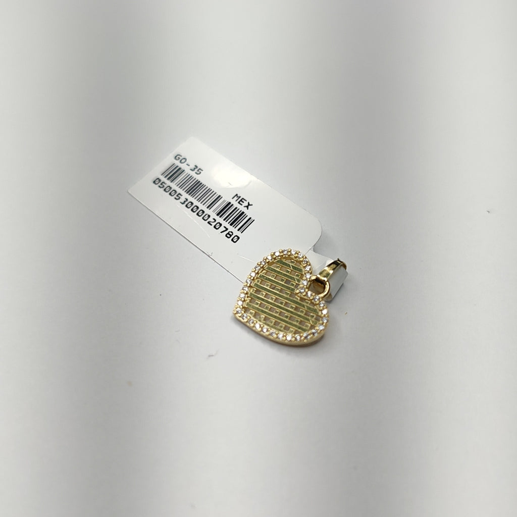 DIJE TEJIDO CORAZON CON CERCO DE CIRCONIAS 14K 1.2 GR (NUEVO)
