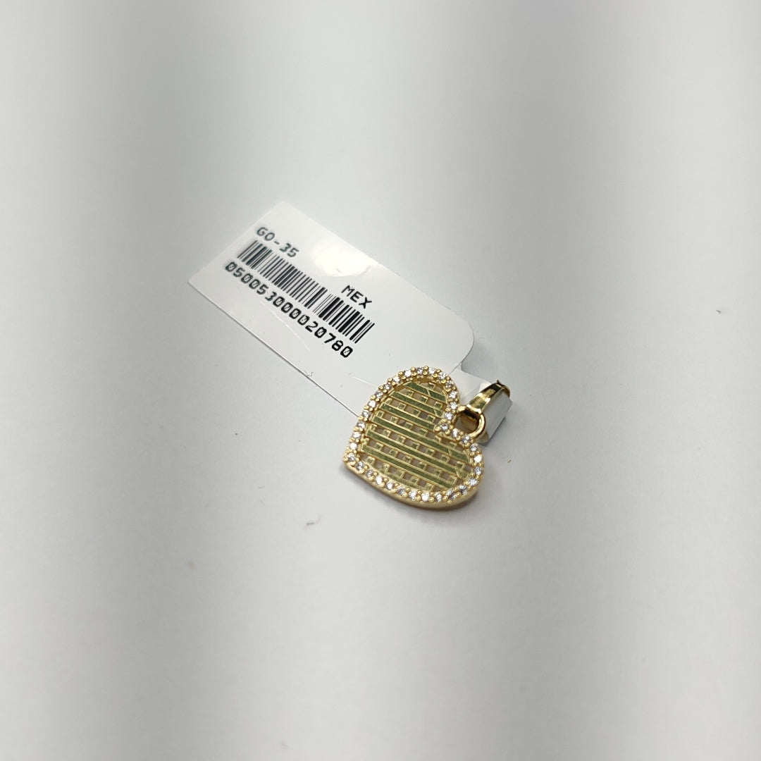 DIJE TEJIDO CORAZON CON CERCO DE CIRCONIAS 14K 1.2 GR (NUEVO)
