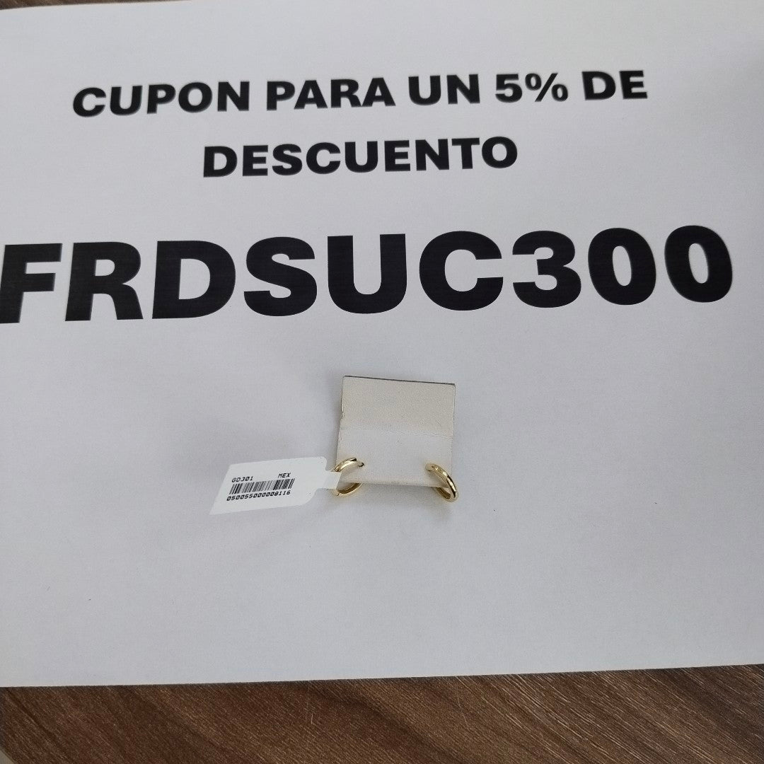 ARETES ARRACADAS LISAS 10K 1.2 GR (NUEVO)