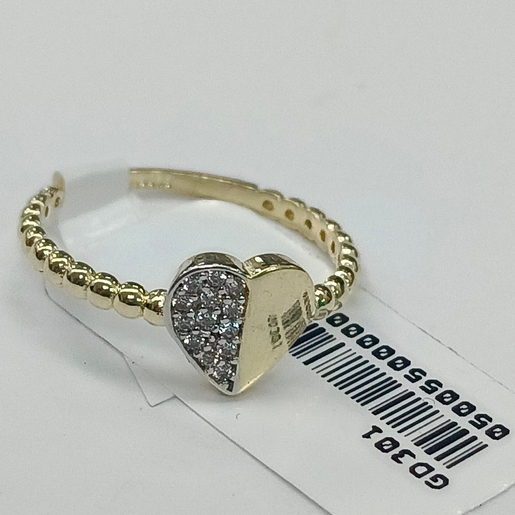 ANILLO ANILLITO FIG CORAZON C CIRCONIAS 14K 9 TALLA 1.7 GR (NUEVO)