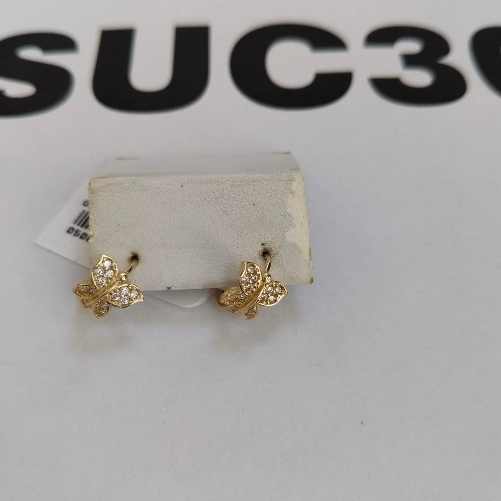 ARETES ARRACADAS CORAZON C CIRCONIAS 14K 1.8 GR (NUEVO)
