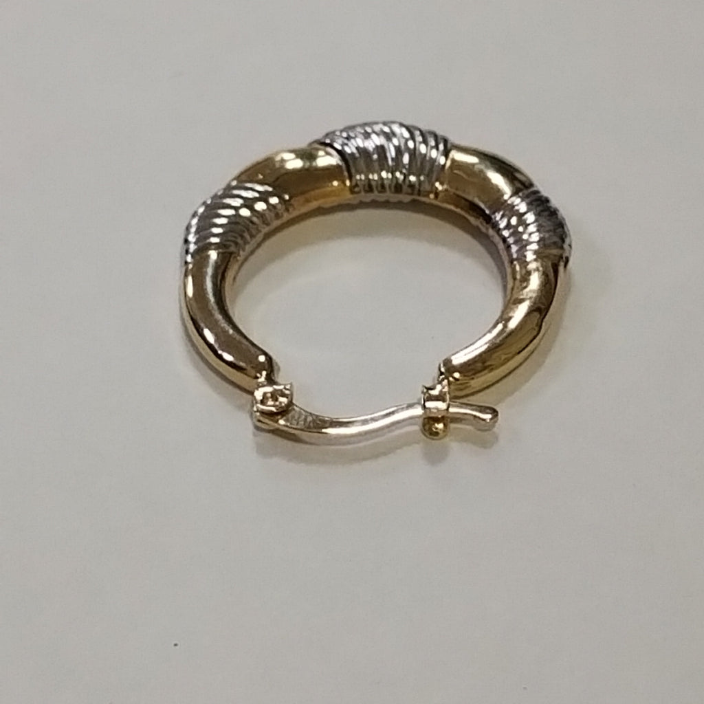 ARETES ARRACADAS HUECAS COMBINADAS 14K 2.6 GR (NUEVO)