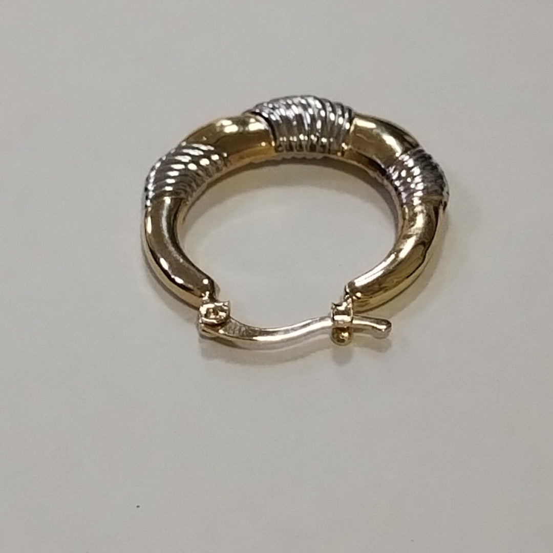 ARETES ARRACADAS HUECAS COMBINADAS 14K 2.6 GR (NUEVO)