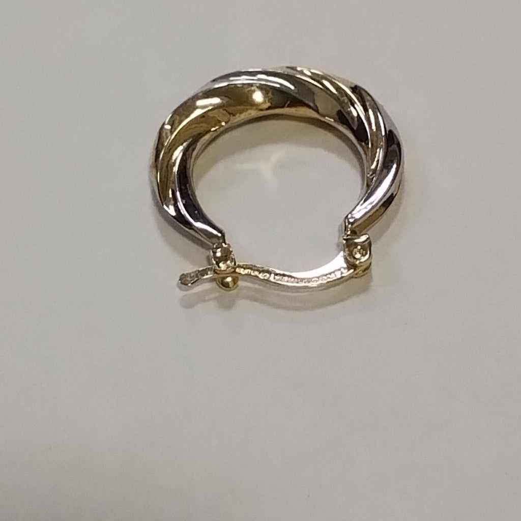 ARETES TEJIDO ARRACADA TRENZADA COMBINADA 14K 1.8 GR (NUEVO)
