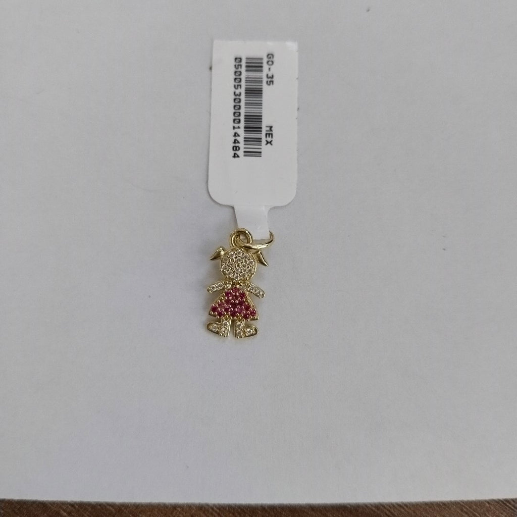 DIJE NIÑA CON CIRCONIAS Y PIEDRAS DE COLOR 10K 1 GR (NUEVO)