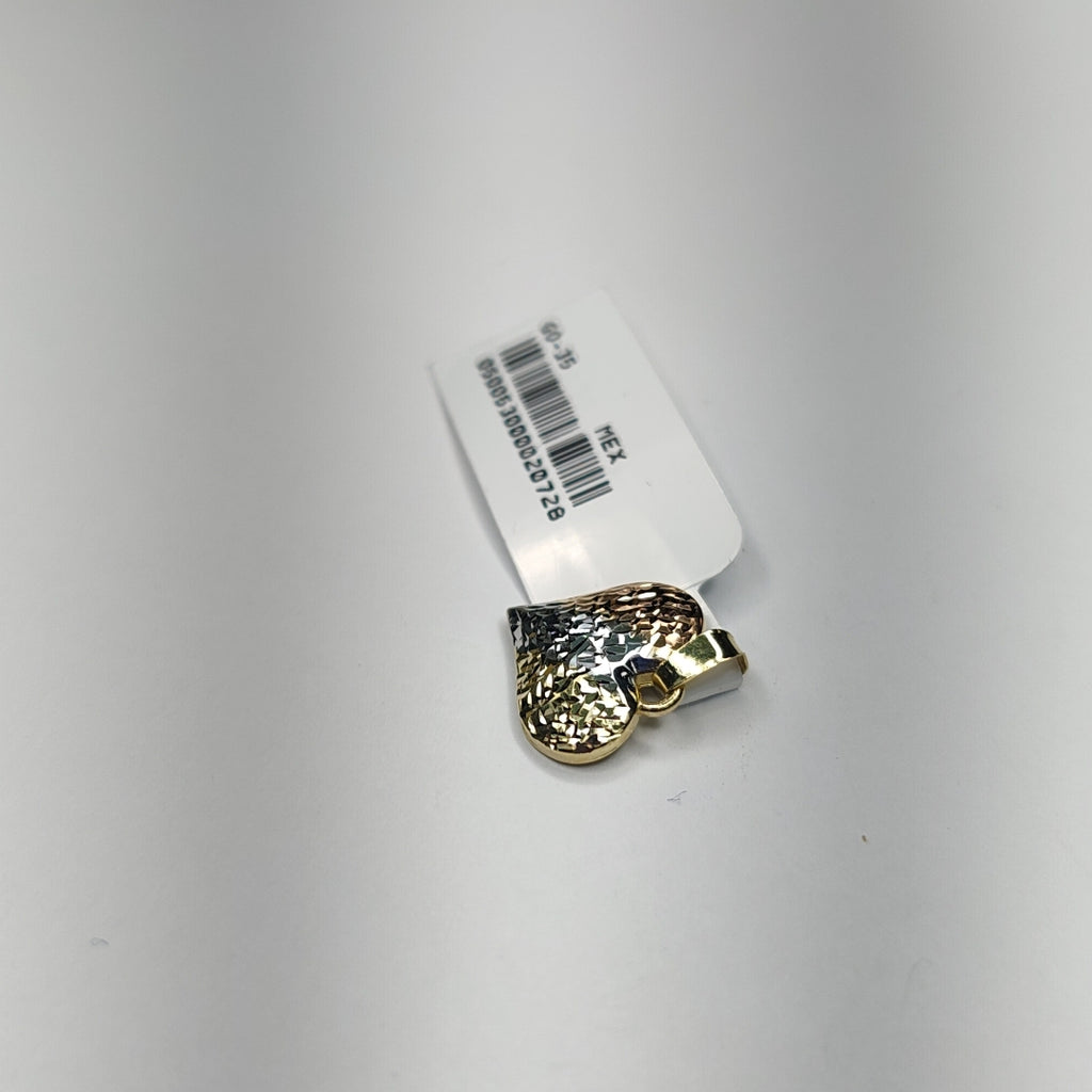 DIJE TEJIDO CORAZON LABRADO COMBINADO 14K 1.3 GR (NUEVO)