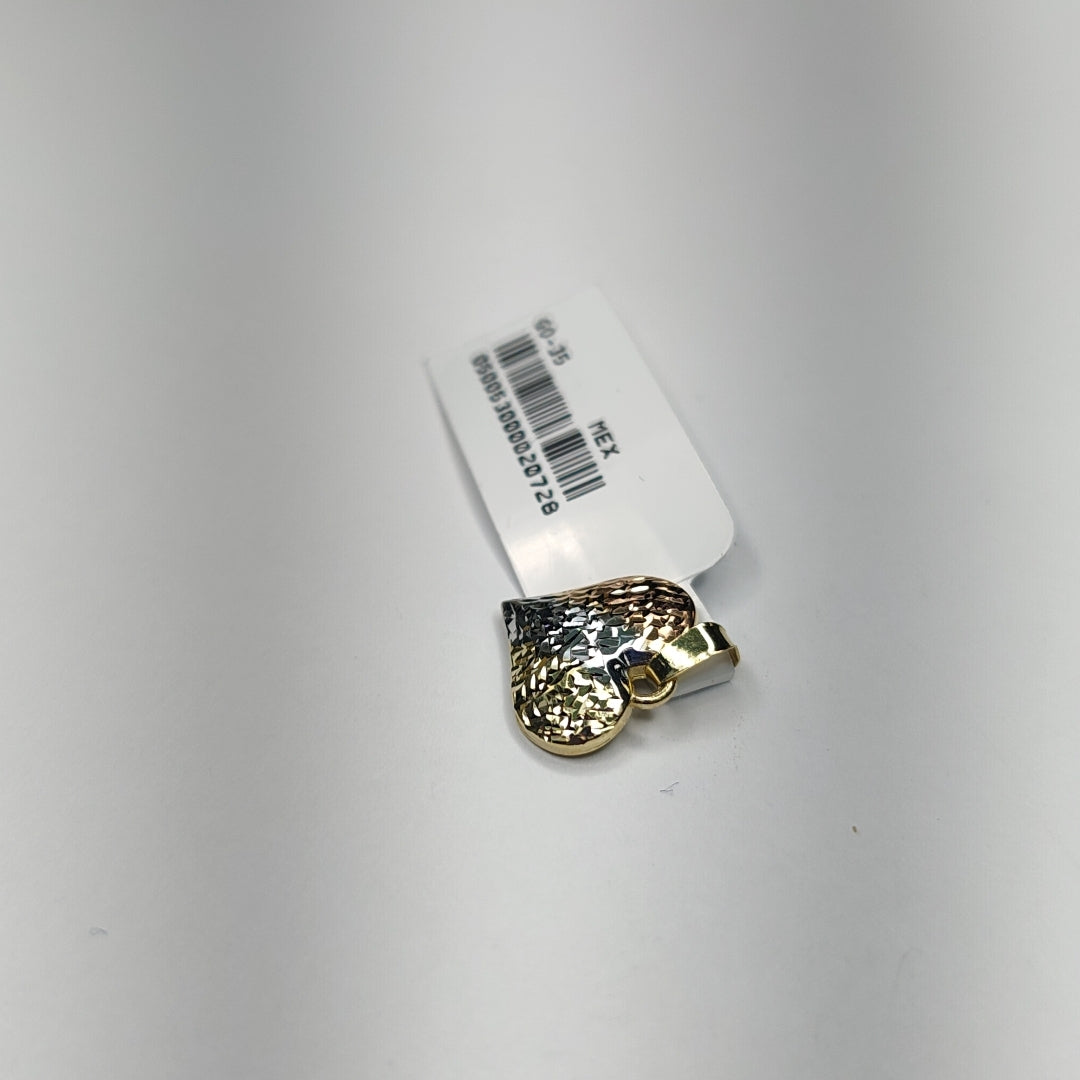 DIJE TEJIDO CORAZON LABRADO COMBINADO 14K 1.3 GR (NUEVO)