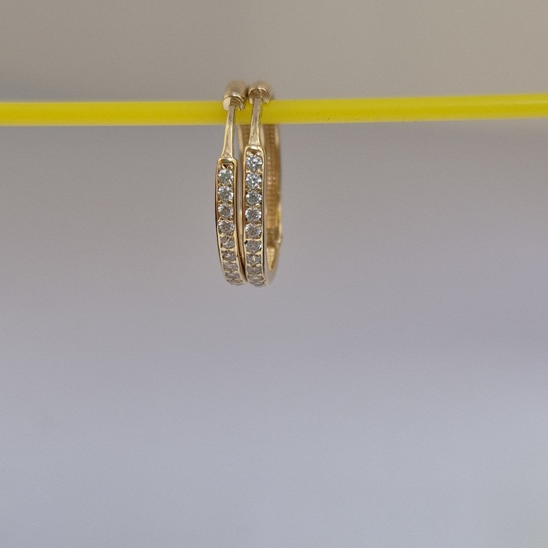ARETES ARRACADAS C CIRCONIAS 14K 1.9 GR (NUEVO)