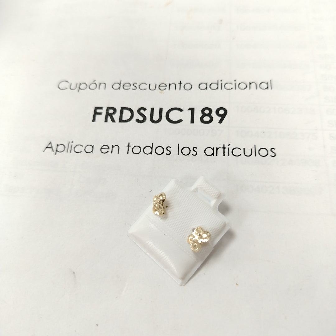 BROQUELES BROQUEL FIG MARIPOSA 14K 0.2668 GR (NUEVO)
