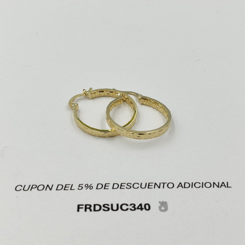 ARETES TEJIDO ARRACADA CON GRECAS 14K 2.7 GR (NUEVO)