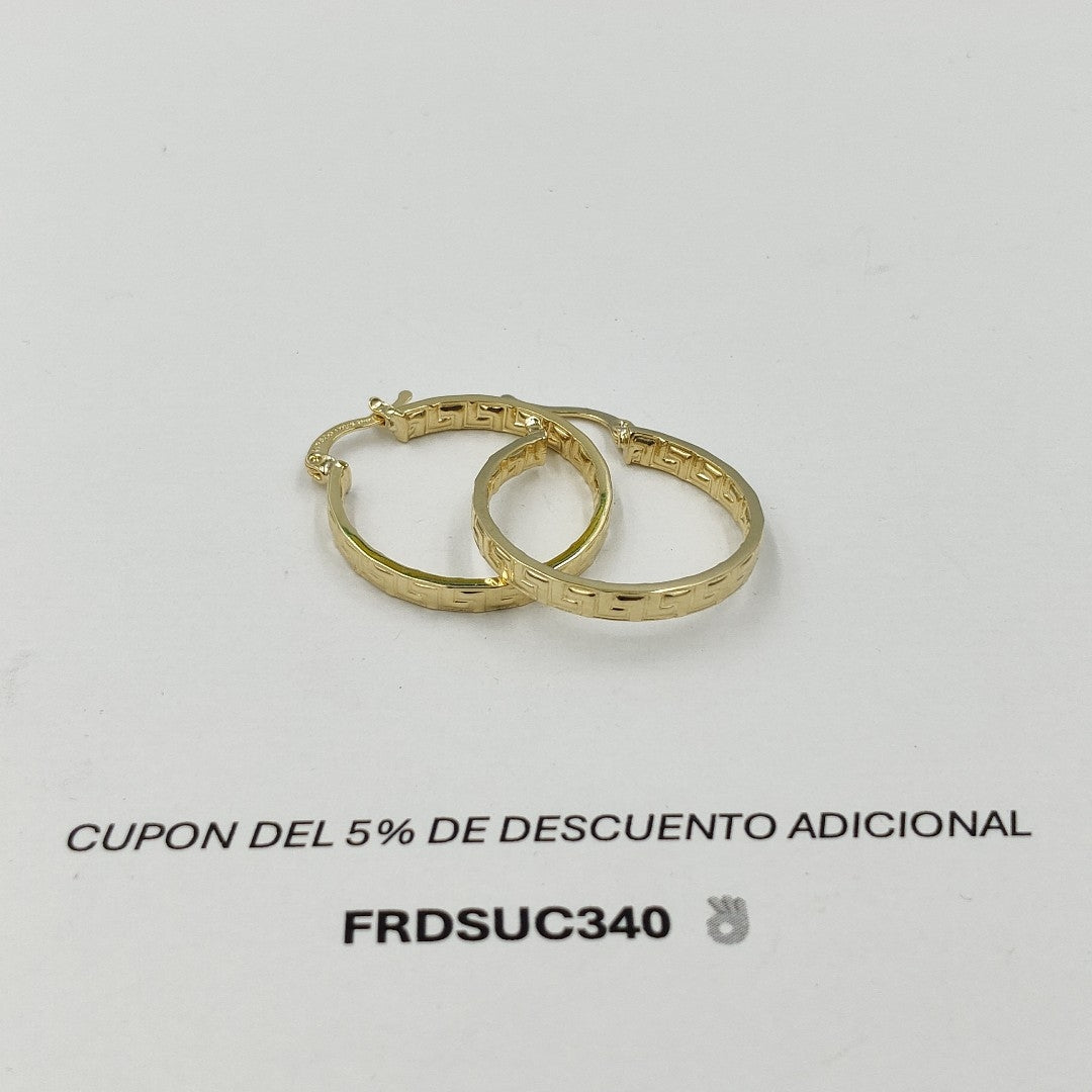 ARETES TEJIDO ARRACADA CON GRECAS 14K 2.7 GR (NUEVO)