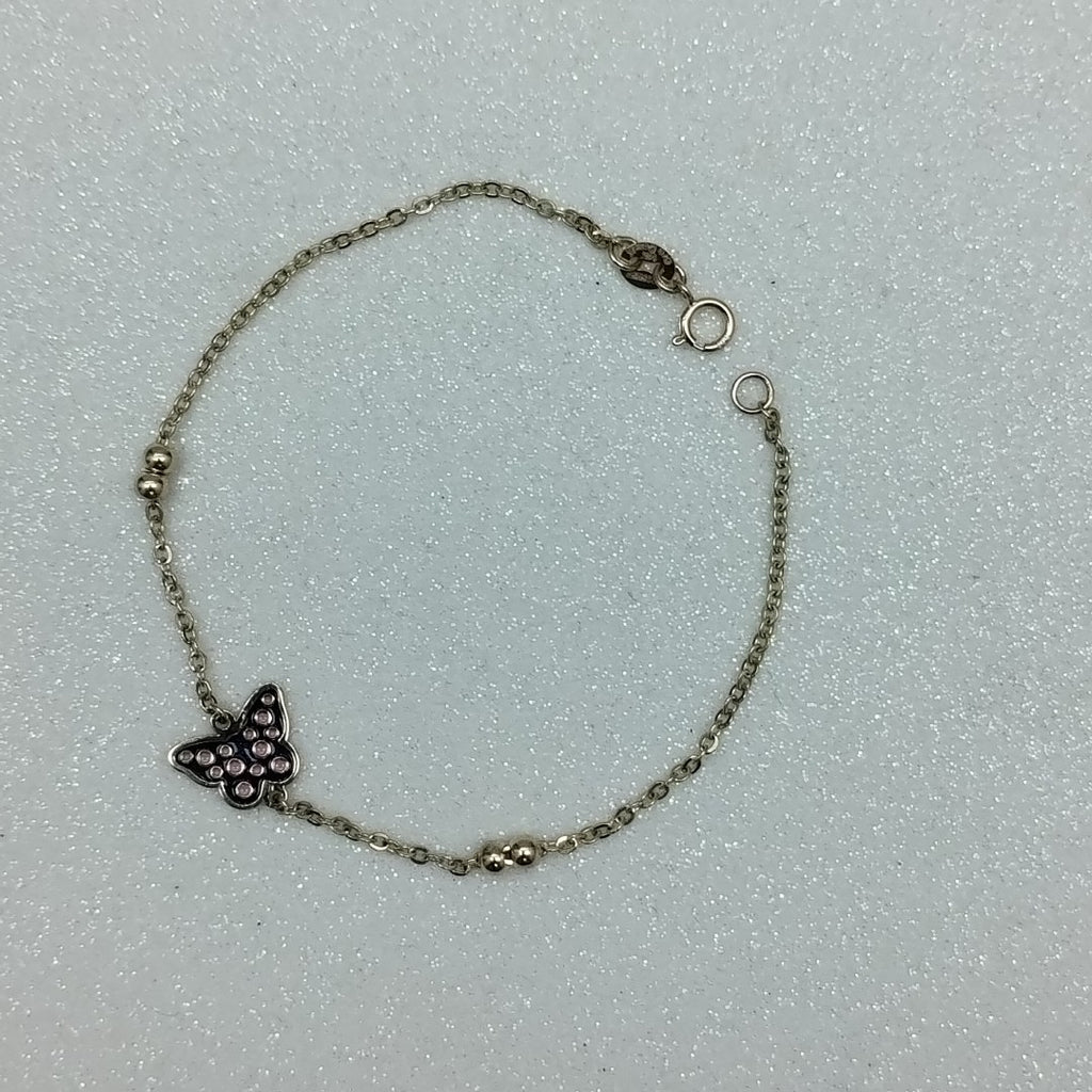 PULSERA TEJIDO ESPECIAL MARIPOSA CON ESMALTE 14K 18 CM 1.8 GR (NUEVO)