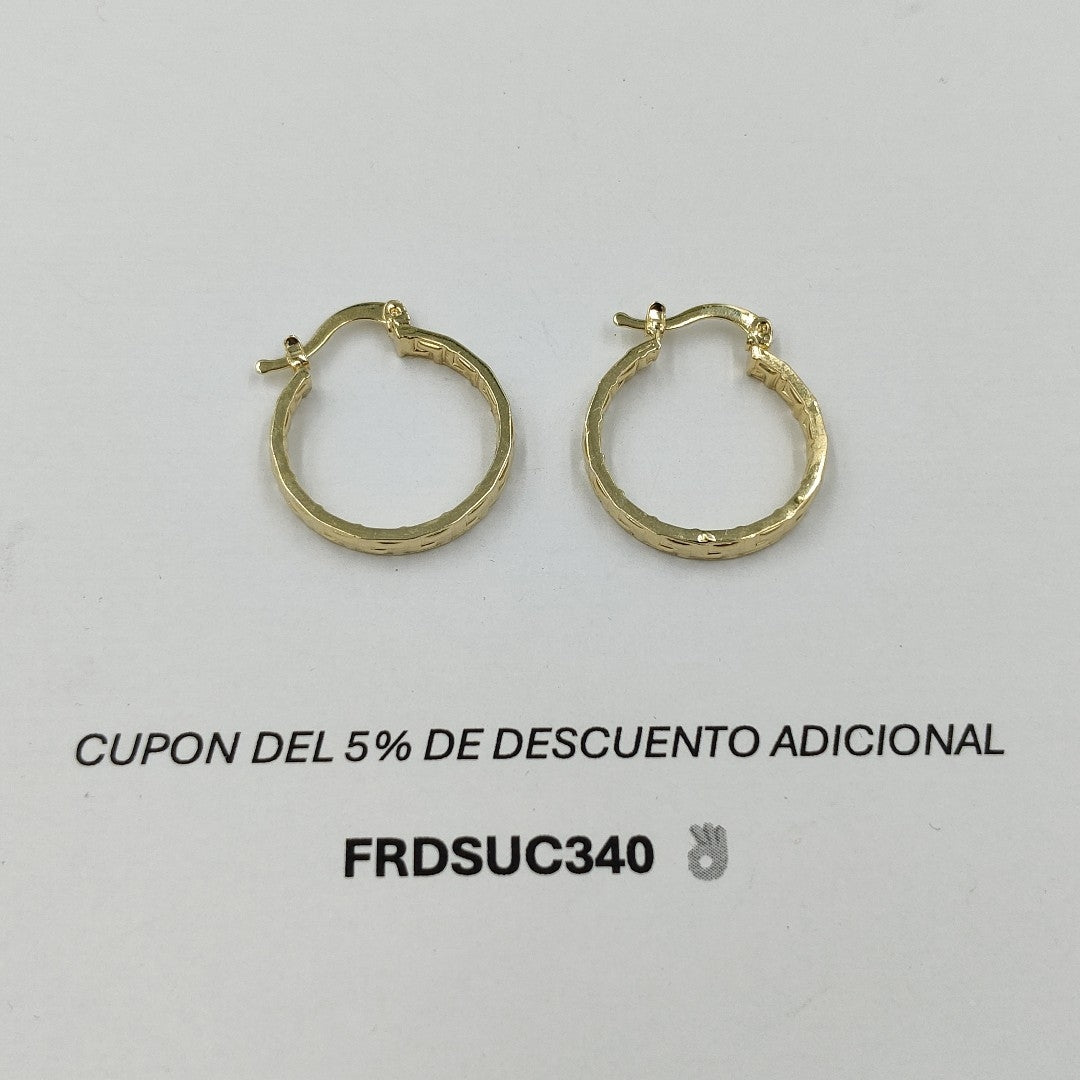 ARETES TEJIDO ARRACADAS TIPO GRECAS 14K 2.1 GR (NUEVO)