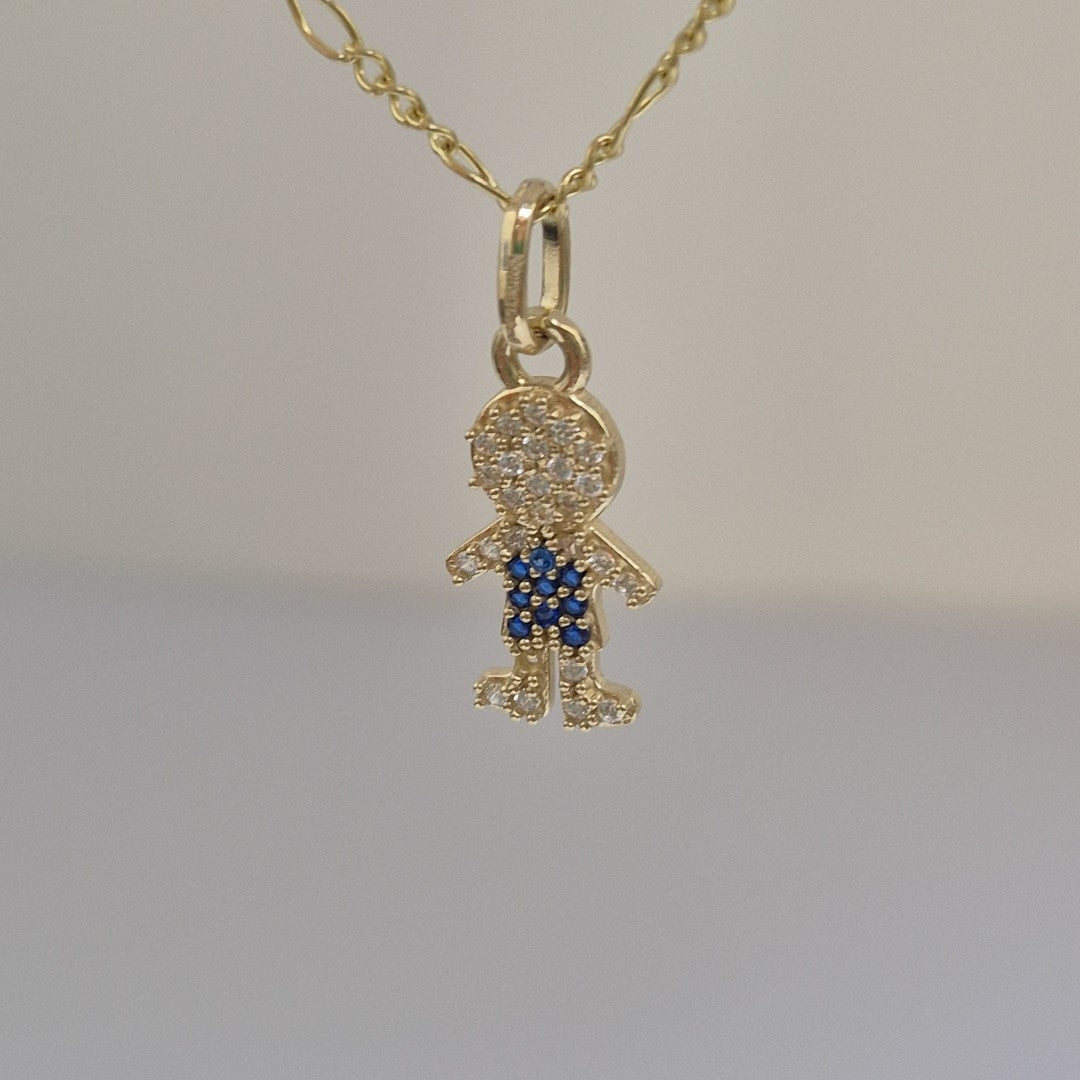 DIJE NIÑO CON CIRCONIAS Y PIEDRAS DE COLOR 10K 0.9 GR (NUEVO)