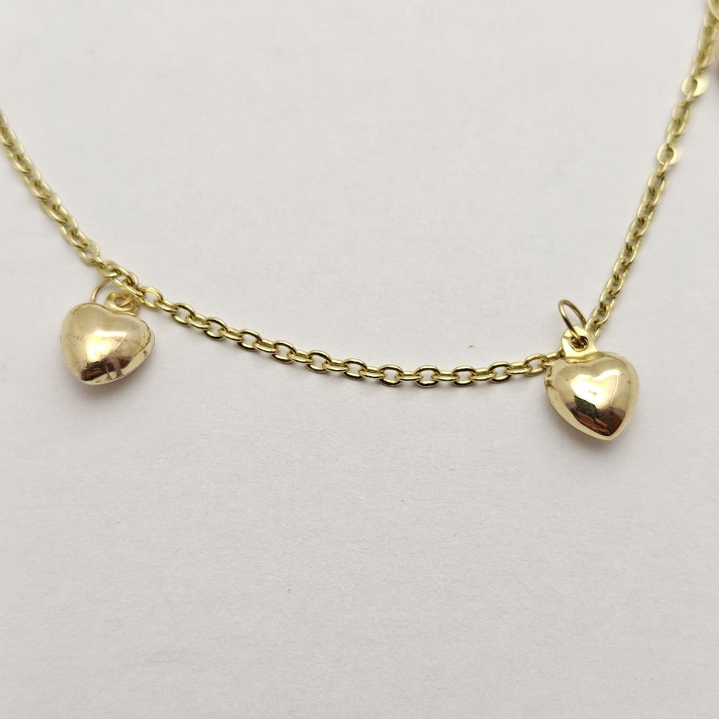 PULSERA ESP CON FIG CORAZONES 14K 18 CM 1.8 GR (NUEVO)