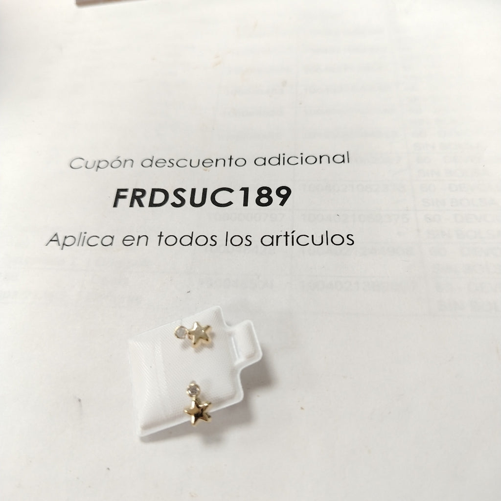 BROQUELES BROQUEL FIG ESTRELLA C CIRCONIA 14K 0.2603 GR (NUEVO)