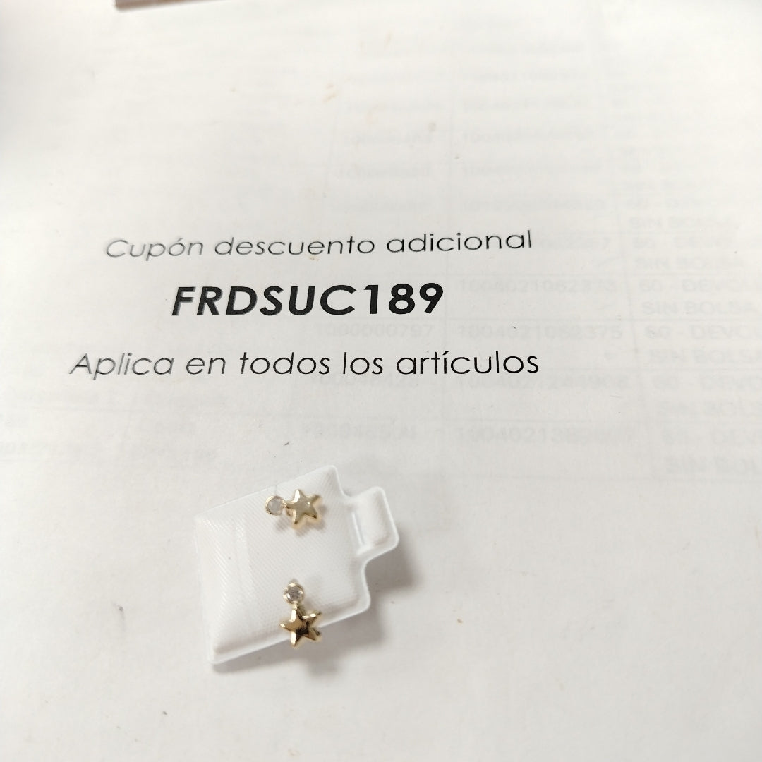 BROQUELES BROQUEL FIG ESTRELLA C CIRCONIA 14K 0.2603 GR (NUEVO)