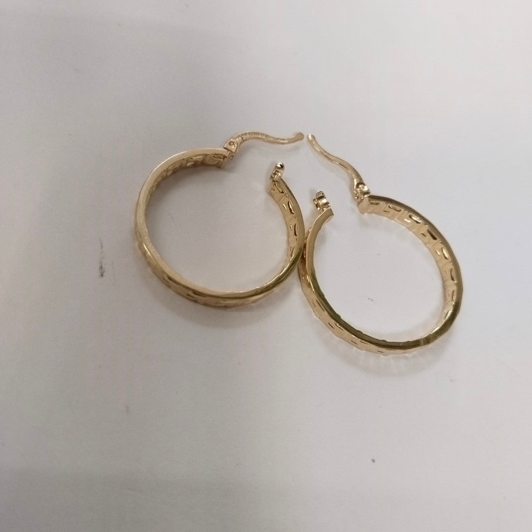 ARETES TEJIDO ARRACADA CON GRECAS 14K 2.7 GR (NUEVO)