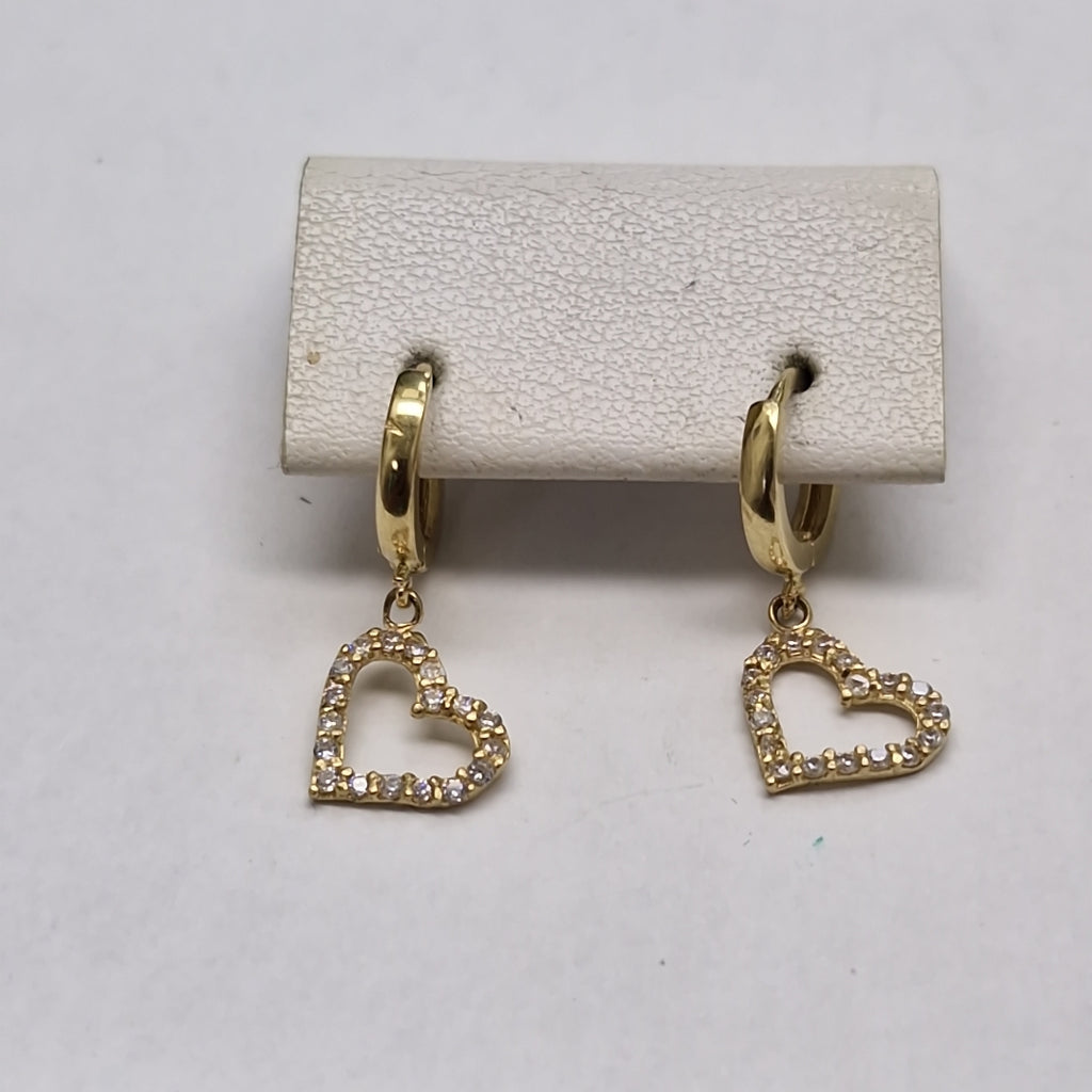 ARETES FIG CORAZON C CIRCONIAS 10K 1.8 GR (NUEVO)