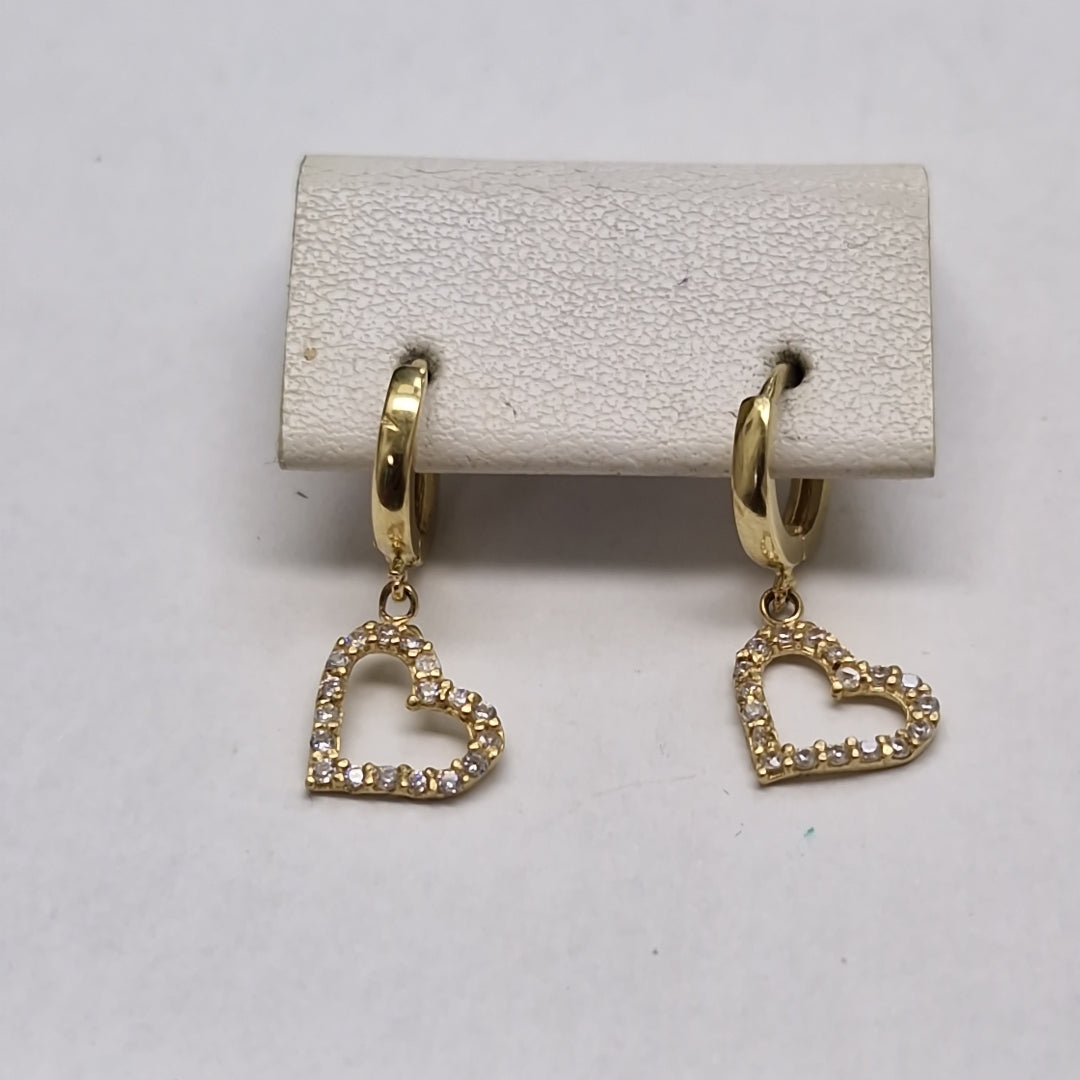 ARETES FIG CORAZON C CIRCONIAS 10K 1.8 GR (NUEVO)