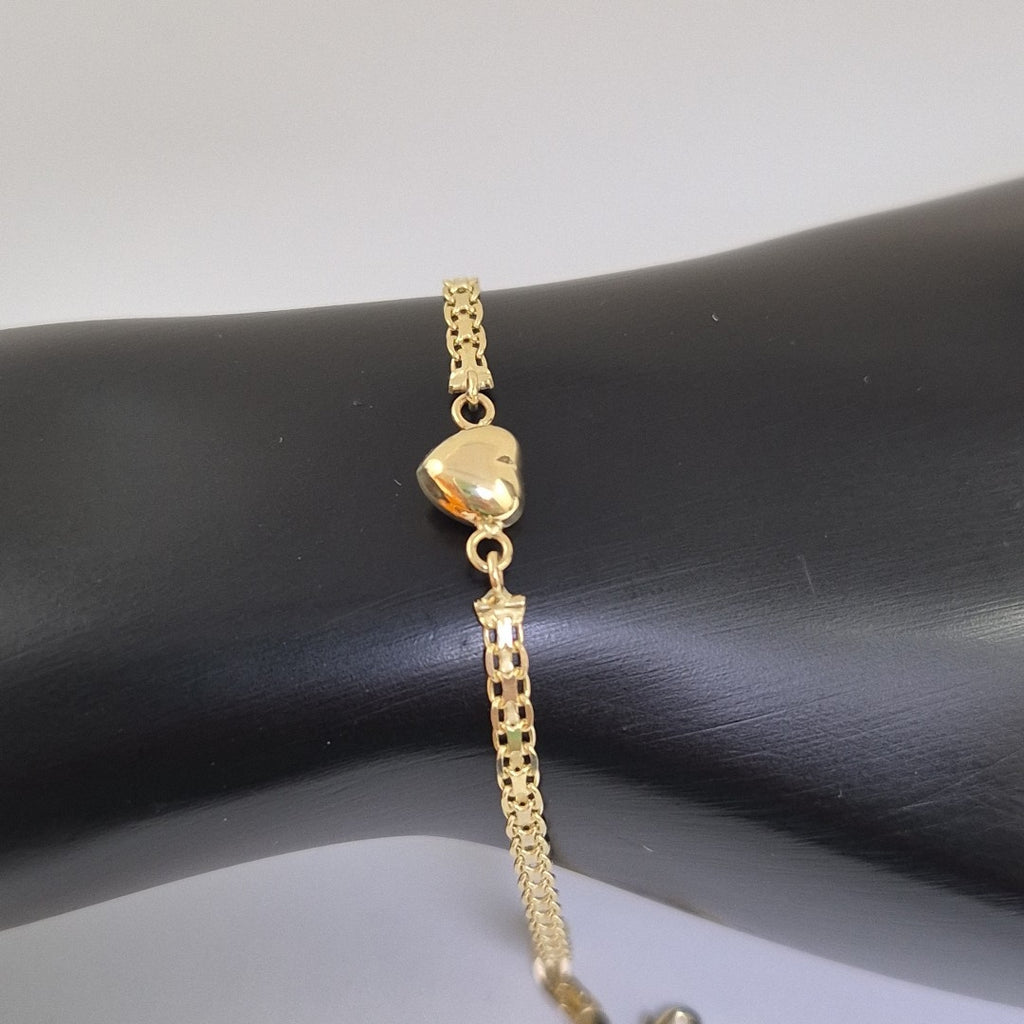 PULSERA ESPECIAL C CORAZON 14K 18 CM 2.7 GR (NUEVO)