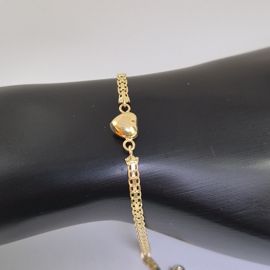 PULSERA ESPECIAL C CORAZON 14K 18 CM 2.7 GR (NUEVO)