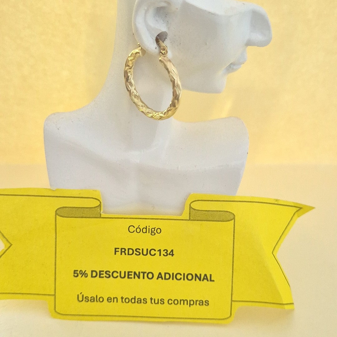ARETES TEJIDO ARRACADA LABRADA 14K 2.7 GR (NUEVO)