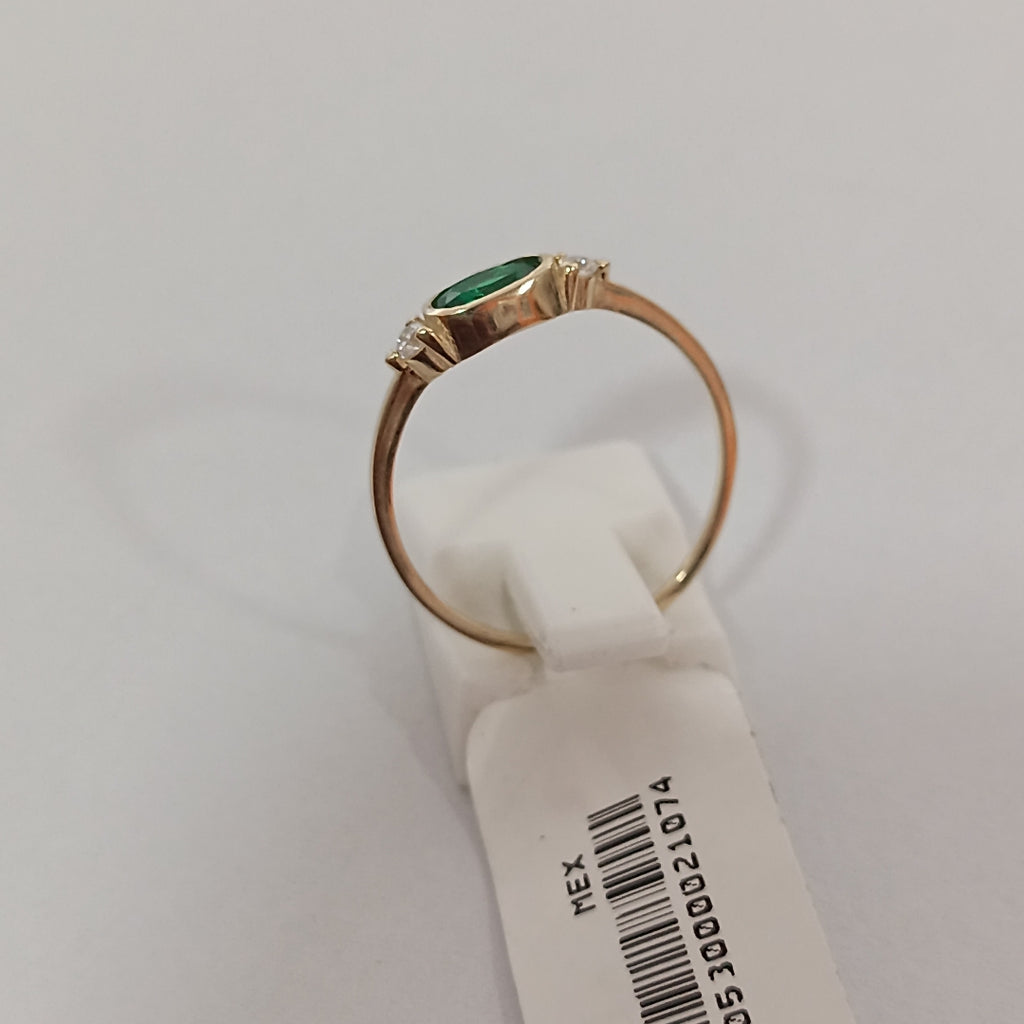 ANILLOS TEJIDO ANILLITO C CIRCONIAS Y PIEDRA VERDE 14K 8 1.2 GR (NUEVO)