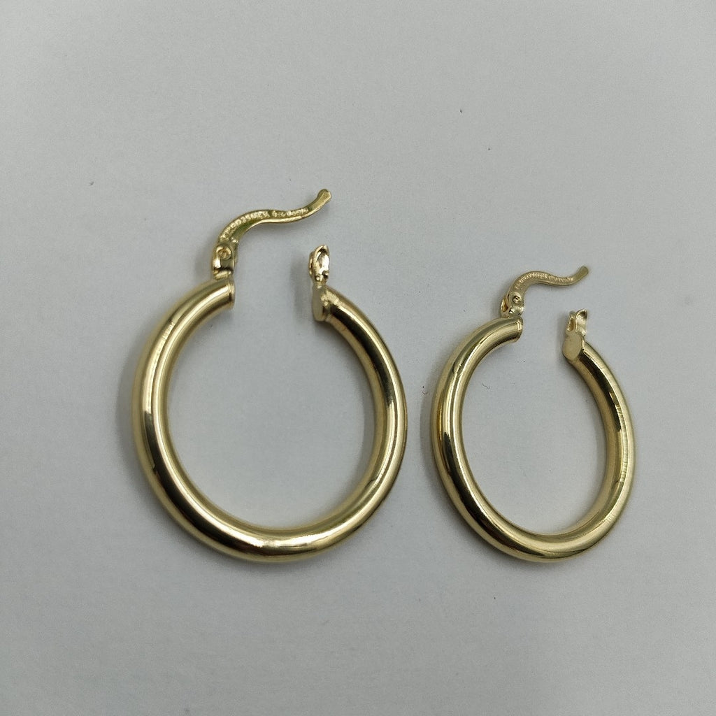 ARETES TEJIDO ARRACADAS LISAS HUECAS 14K 2.1 GR (NUEVO)