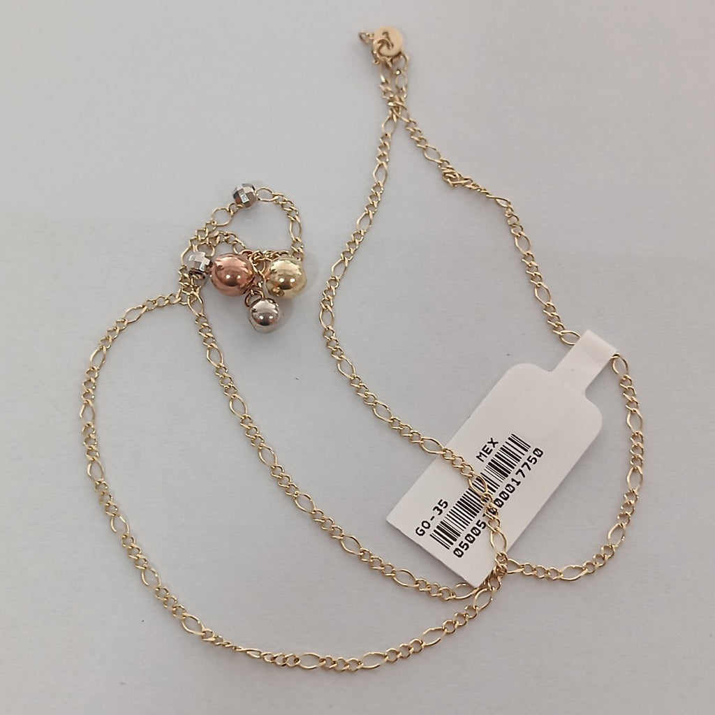 CADENA GARGANTILLA 3X1 CON ESFERAS COMBINADAS 14K 45 CM 3.1 GR (NUEVO)