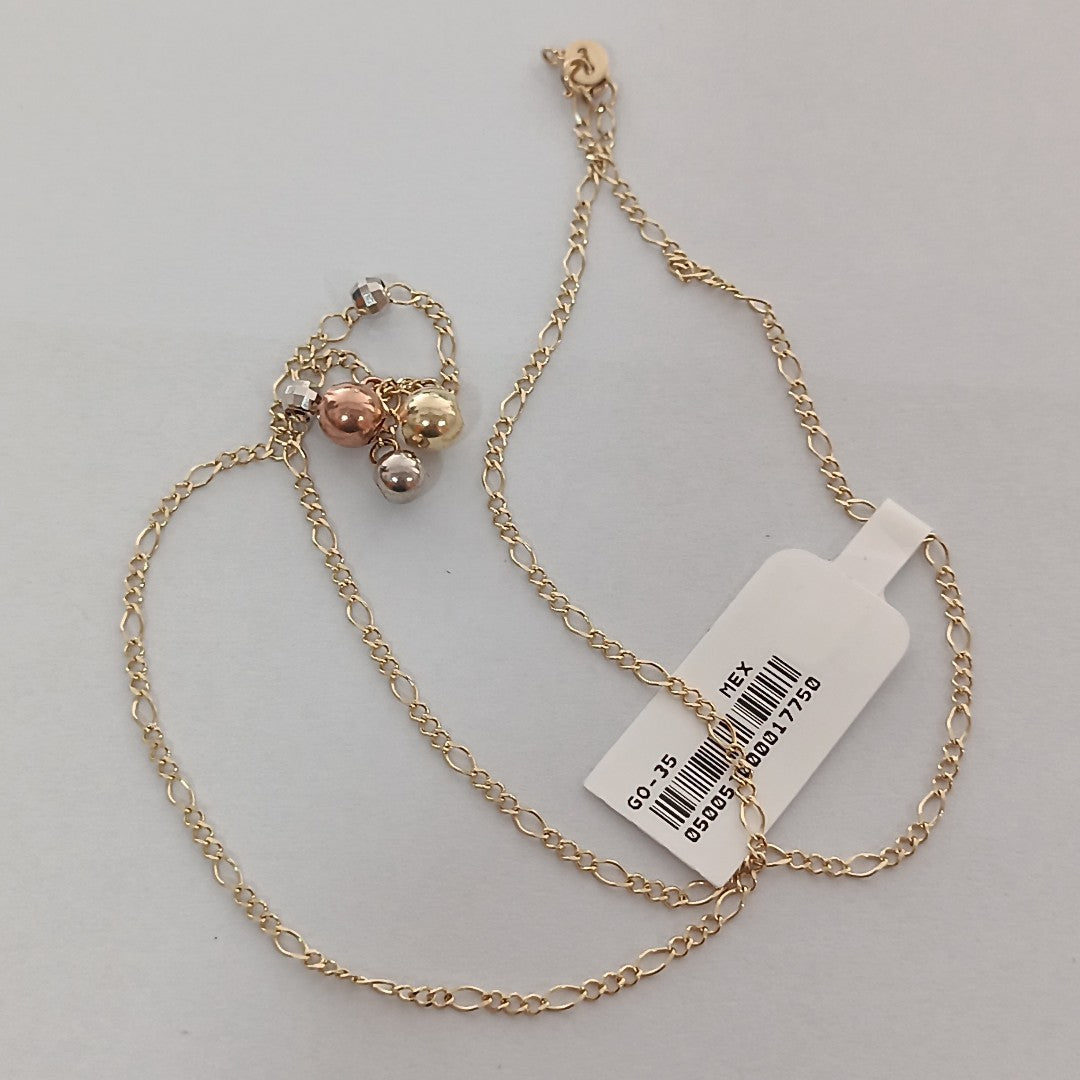 CADENA GARGANTILLA 3X1 CON ESFERAS COMBINADAS 14K 45 CM 3.1 GR (NUEVO)