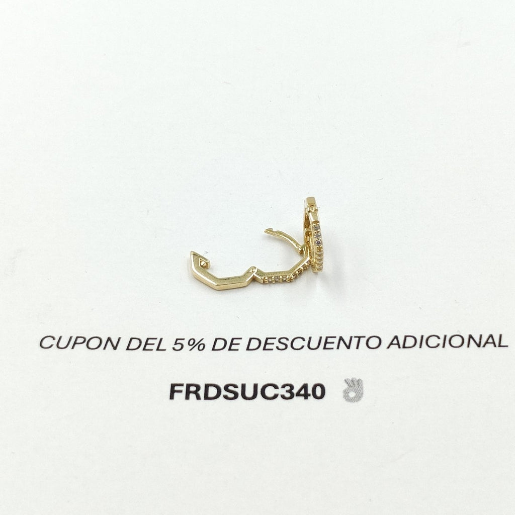 ARETES HUGIES C CIRCONIAS 14K 1.5 GR (NUEVO)